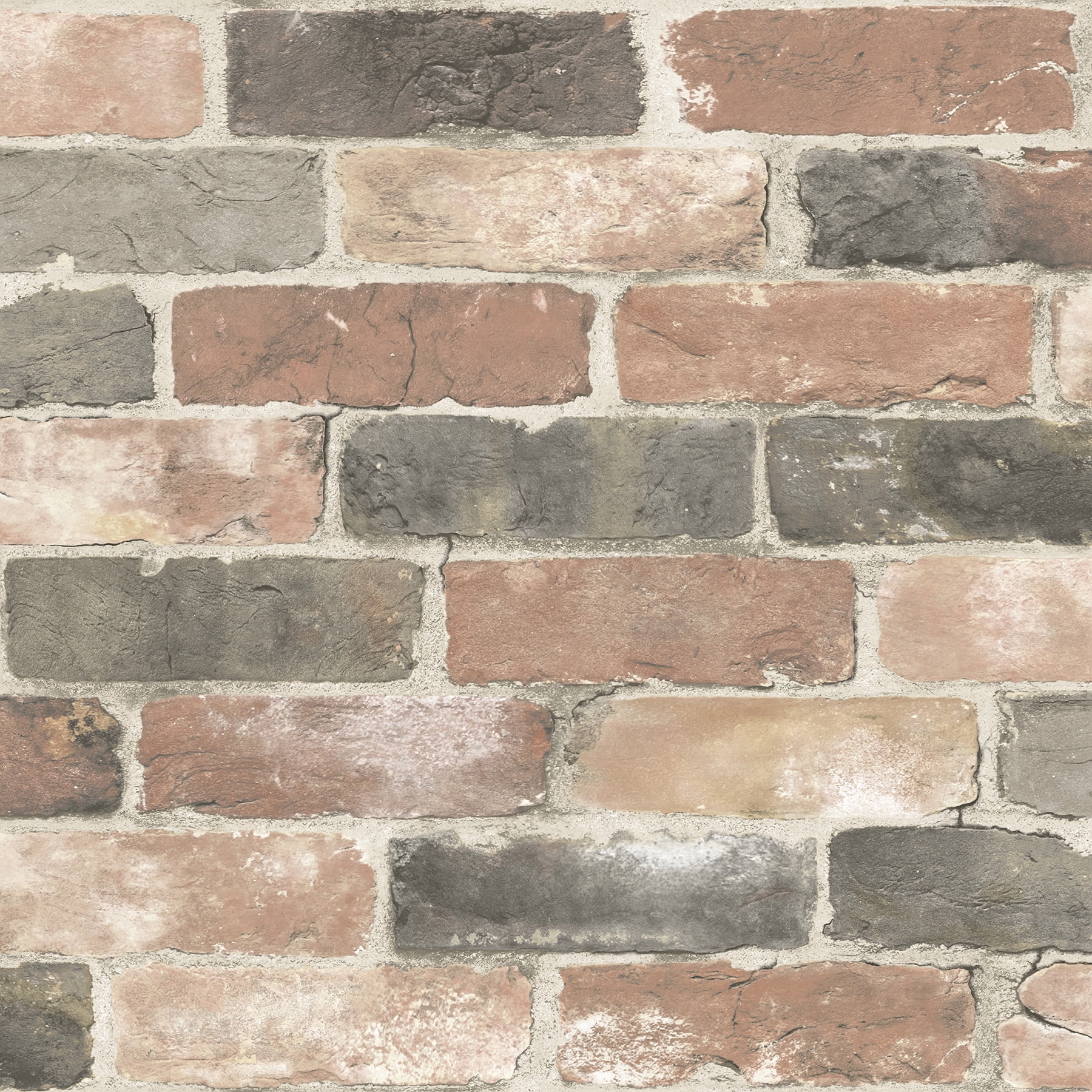 NuWallpaper Newport Reclaimed Brick Vinyl Peel And Stick Wallpaper, 216-in by 20.5-in, 30.75 sq. ft.