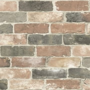 NuWallpaper Newport Reclaimed Brick Vinyl Peel And Stick Wallpaper, 216-in by 20.5-in, 30.75 sq. ft.