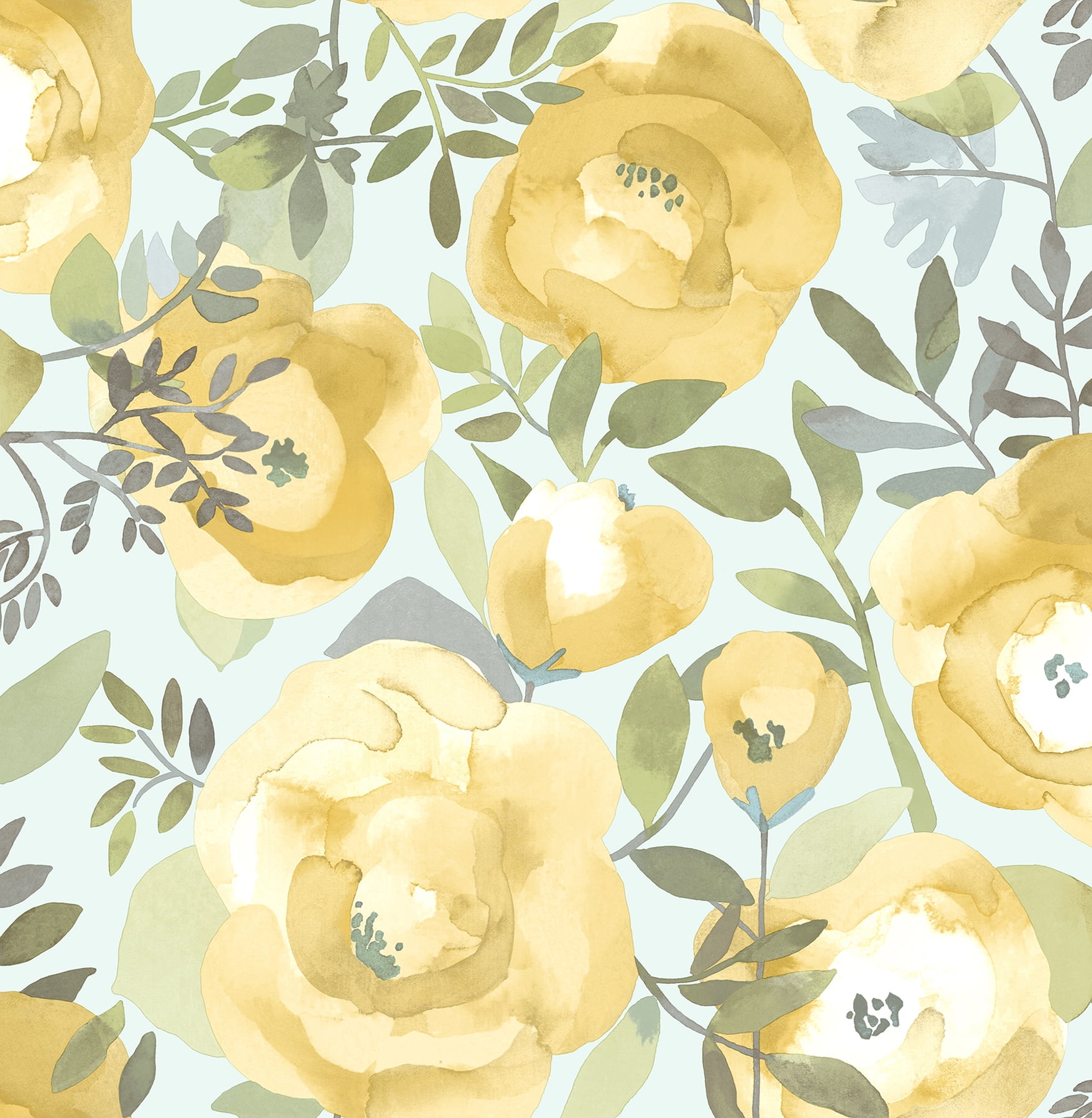 Peachy Keen Yellow Floral Vinyl Peel and Stick Wallpaper