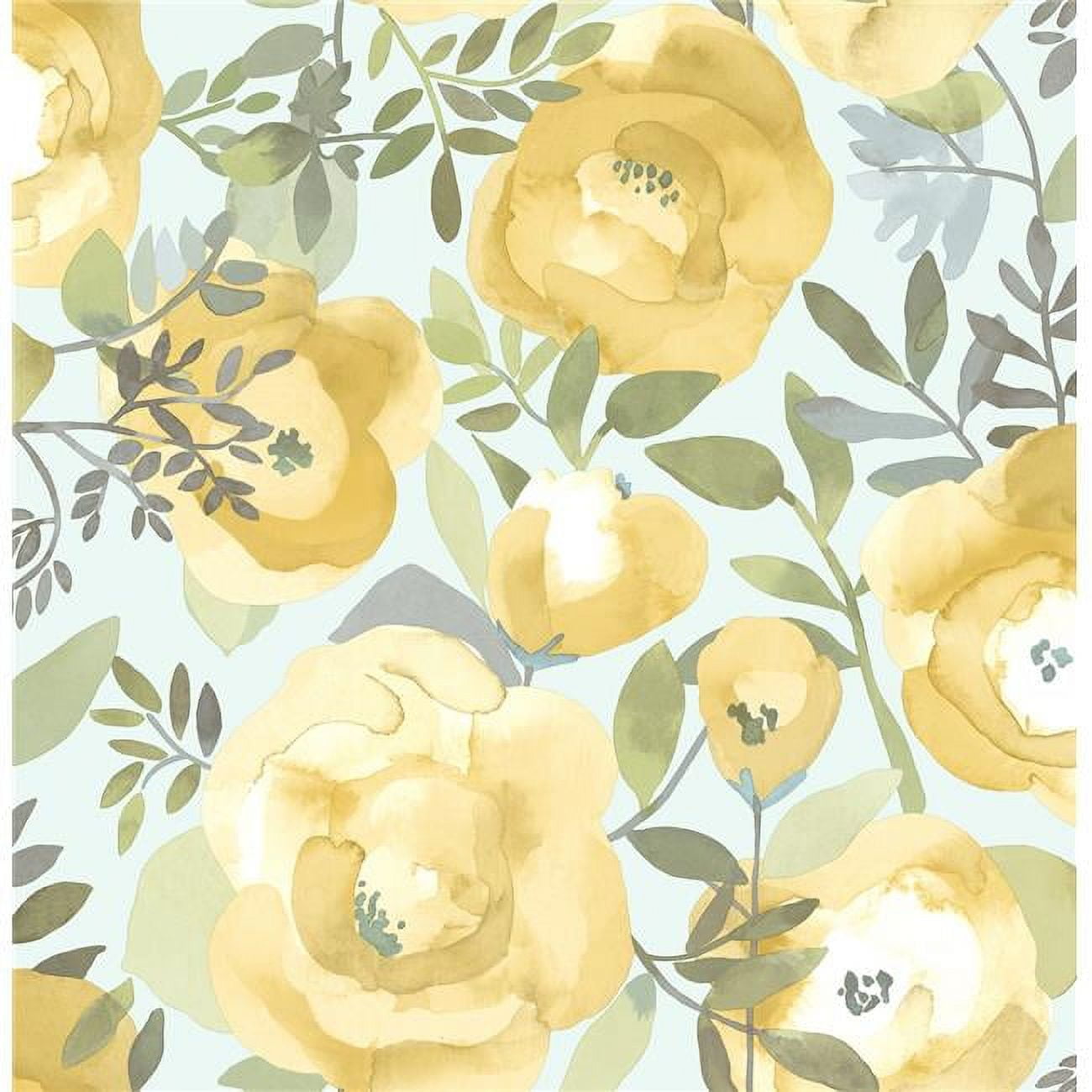 Peachy Keen Yellow Floral Vinyl Peel and Stick Wallpaper