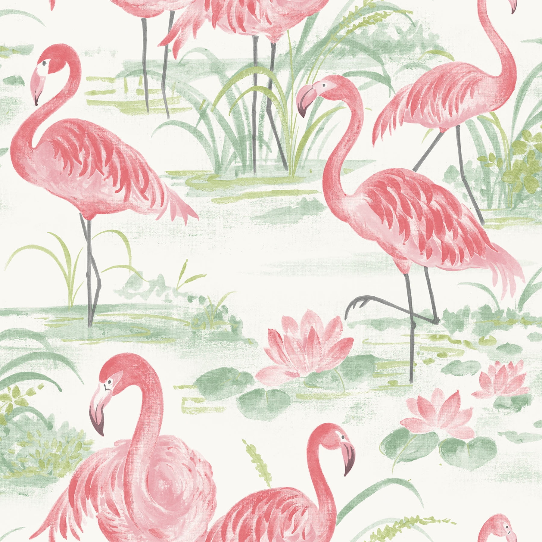 NuWallpaper Pink Flamingo Beach Peel And Stick Wallpaper, 216-in