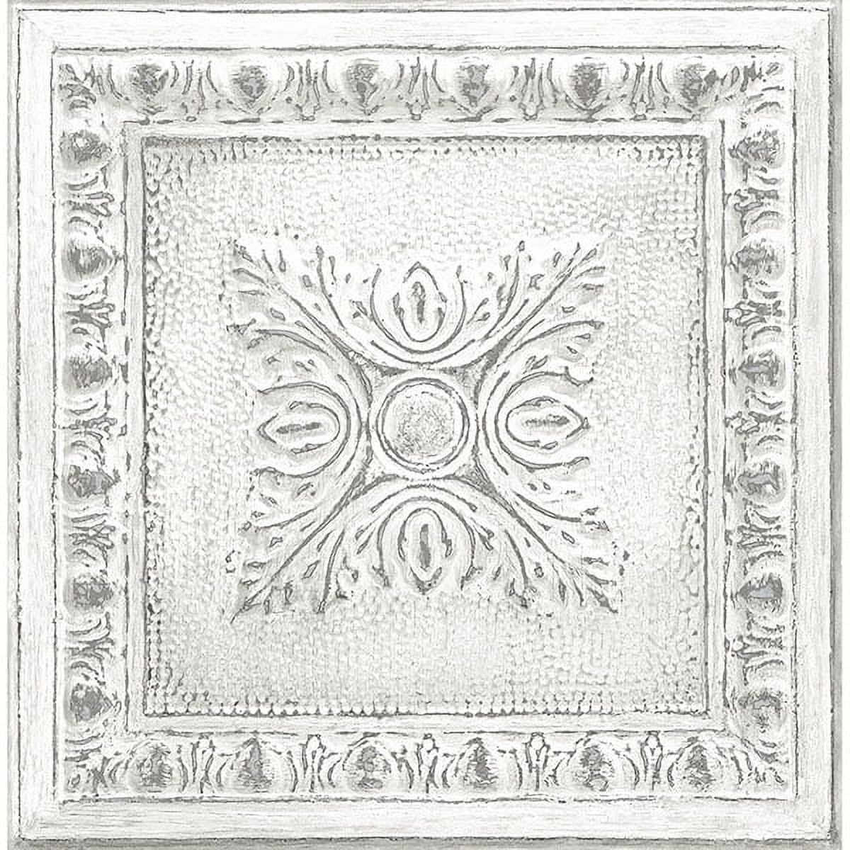 Reclaimed Tin Peel & Stick Vintage Tile Wallpaper, Light Gray, 30.75 Sq Ft
