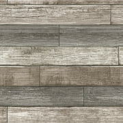 NuWallpaper Reclaimed Wood Plank Natural Raised Ink Vinyl Peel and Stick Wallpaper, 216-in by 20.5-in, 30.75 Sq. ft. 1 count