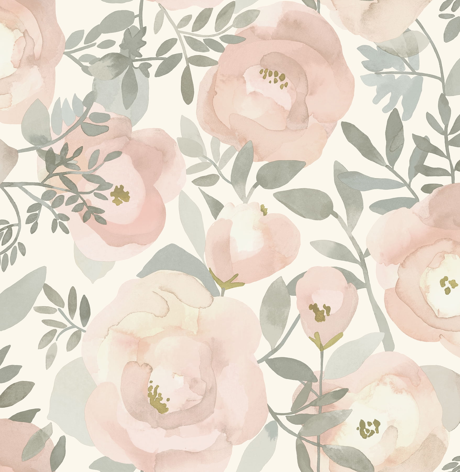 NuWallpaper Rose Peachy Keen Vinyl Peel And Stick Wallpaper, 216-in by 20.5-in, 30.75 sq. ft.