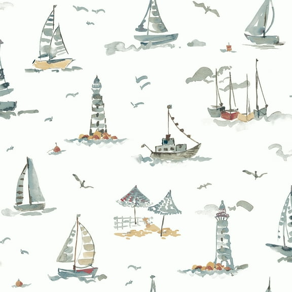 NuWallpaper Set Sail Blue Green Peel and Stick Wallpaper