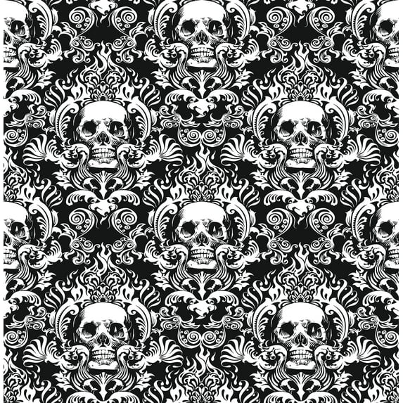 NuWallpaper Skulls Black Fieri Novelty Peel & Stick Wallpaper