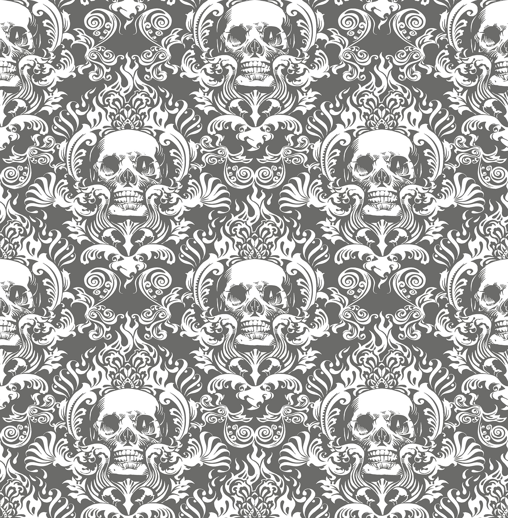 NuWallpaper Skulls Grey Fieri Novelty Peel & Stick Wallpaper