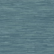NuWallpaper Steel Blue Grassweave Raised Ink Vinyl Peel And Stick Wallpaper, 216-in by 20.5-in, 30.75 sq. ft.