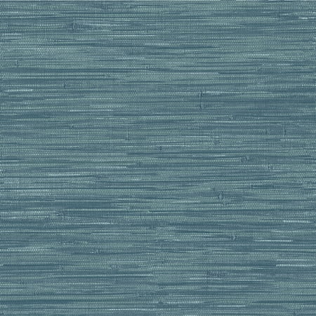 NuWallpaper Steel Blue Grassweave Raised Ink Vinyl Peel And Stick Wallpaper, 216-in by 20.5-in, 30.75 sq. ft.