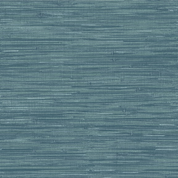 NuWallpaper Steel Blue Grassweave Raised Ink Vinyl Peel And Stick Wallpaper, 216-in by 20.5-in, 30.75 sq. ft.