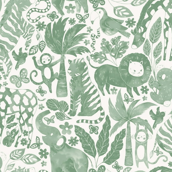 NuWallpaper Sweet Safari Green Peel & Stick Wallpaper