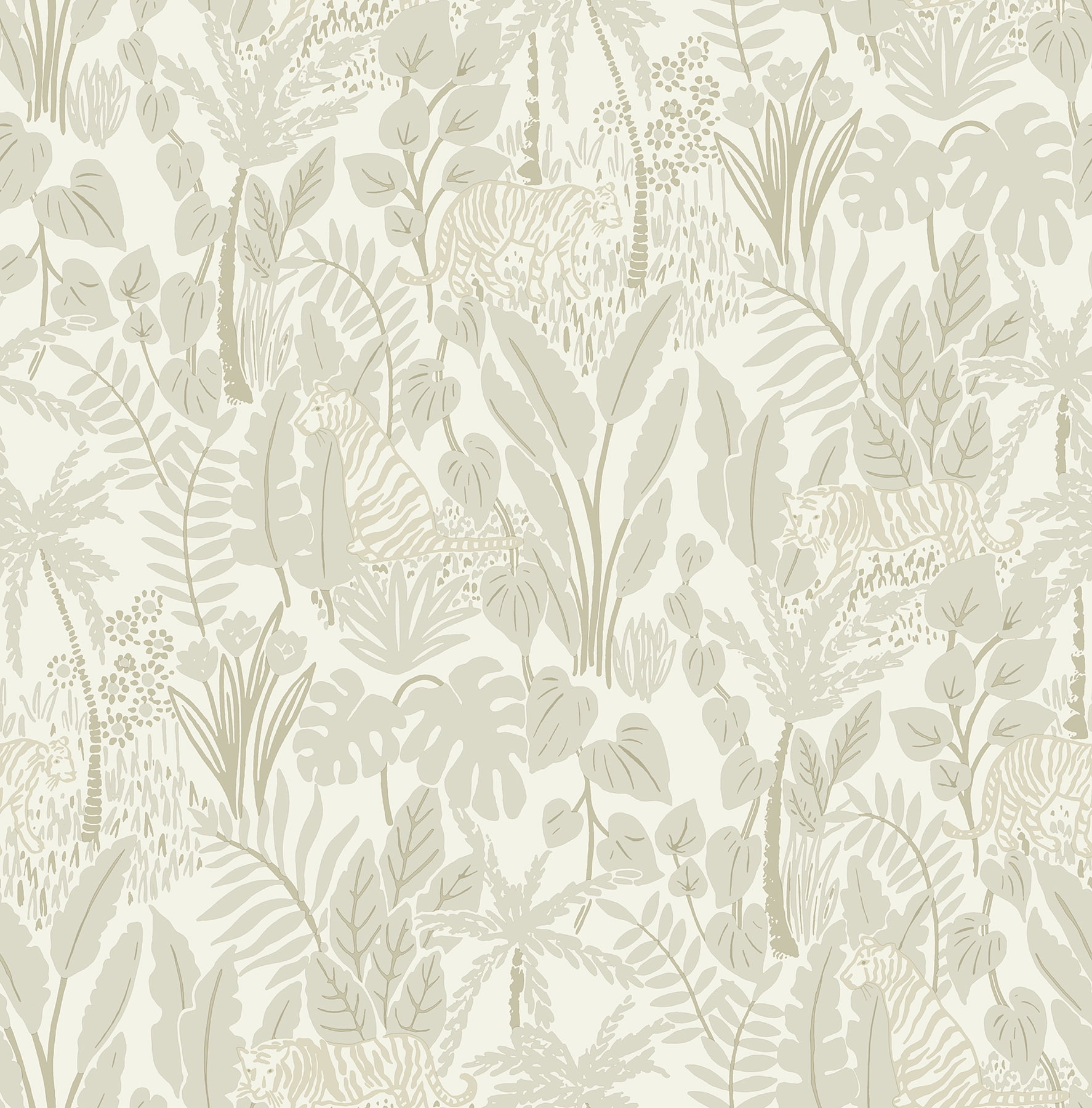 Taupe Jungle Tiger Peel and Stick Wallpaper Roll