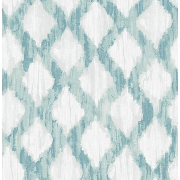 NuWallpaper Teal Floating Trellis Vinyl Peel And Stick Wallpaper, 216-in by 20.5-in, 30.75 sq. ft.