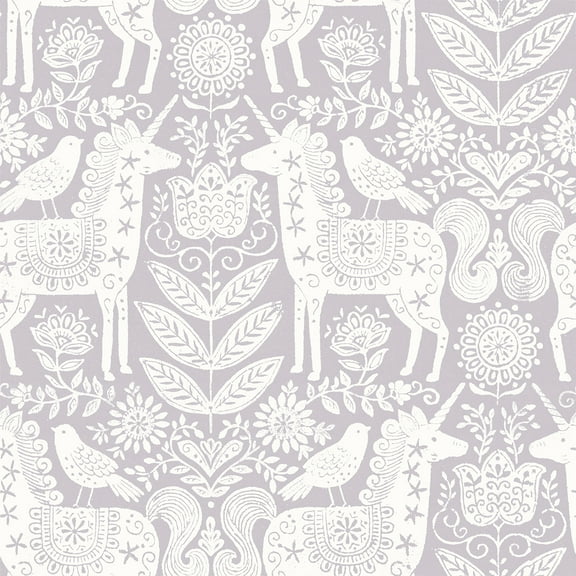 NuWallpaper Unicorn Stamp Purple Peel & Stick Wallpaper