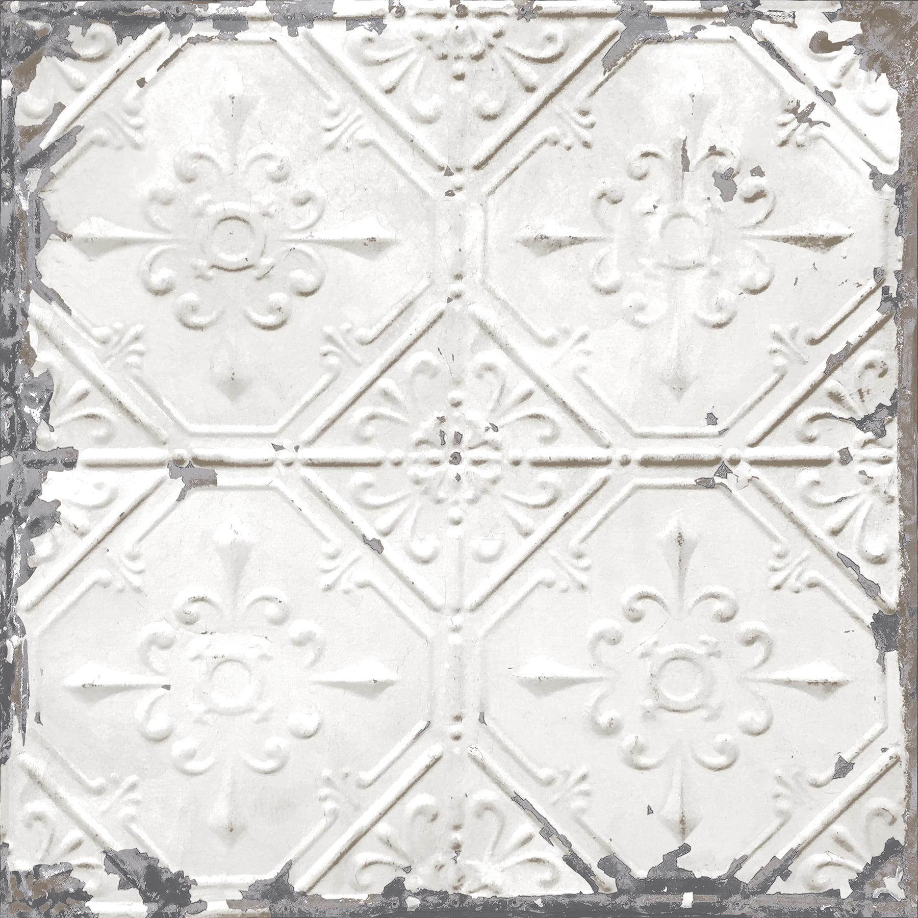 NuWallpaper Vintage Tin Tile Vinyl Peel And Stick Wallpaper, 216-in by 20.5-in, 30.75 sq. ft.