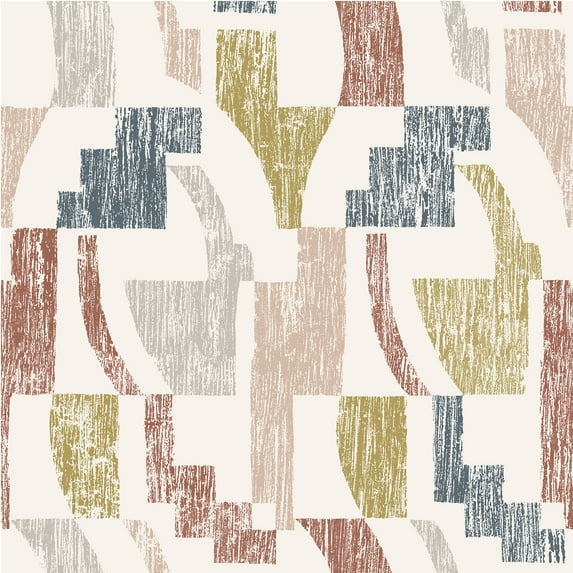 NuWallpaper Warm Multicolor Lenny Geometric Peel & Stick Wallpaper