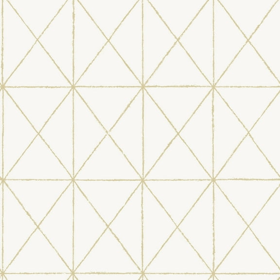 NuWallpaper White And Gold Get In Line Vinyl Peel And Stick Wallpaper, 216-in by 20.5-in, 30.75 sq. ft.