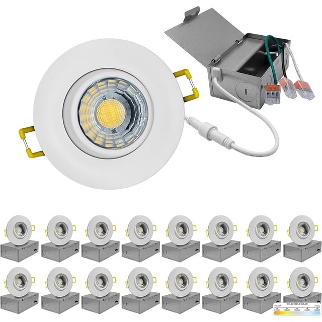 NuWatt 3 in. Canless Gimbal Ultra Slim 5CCT 8W New Construction LED ...