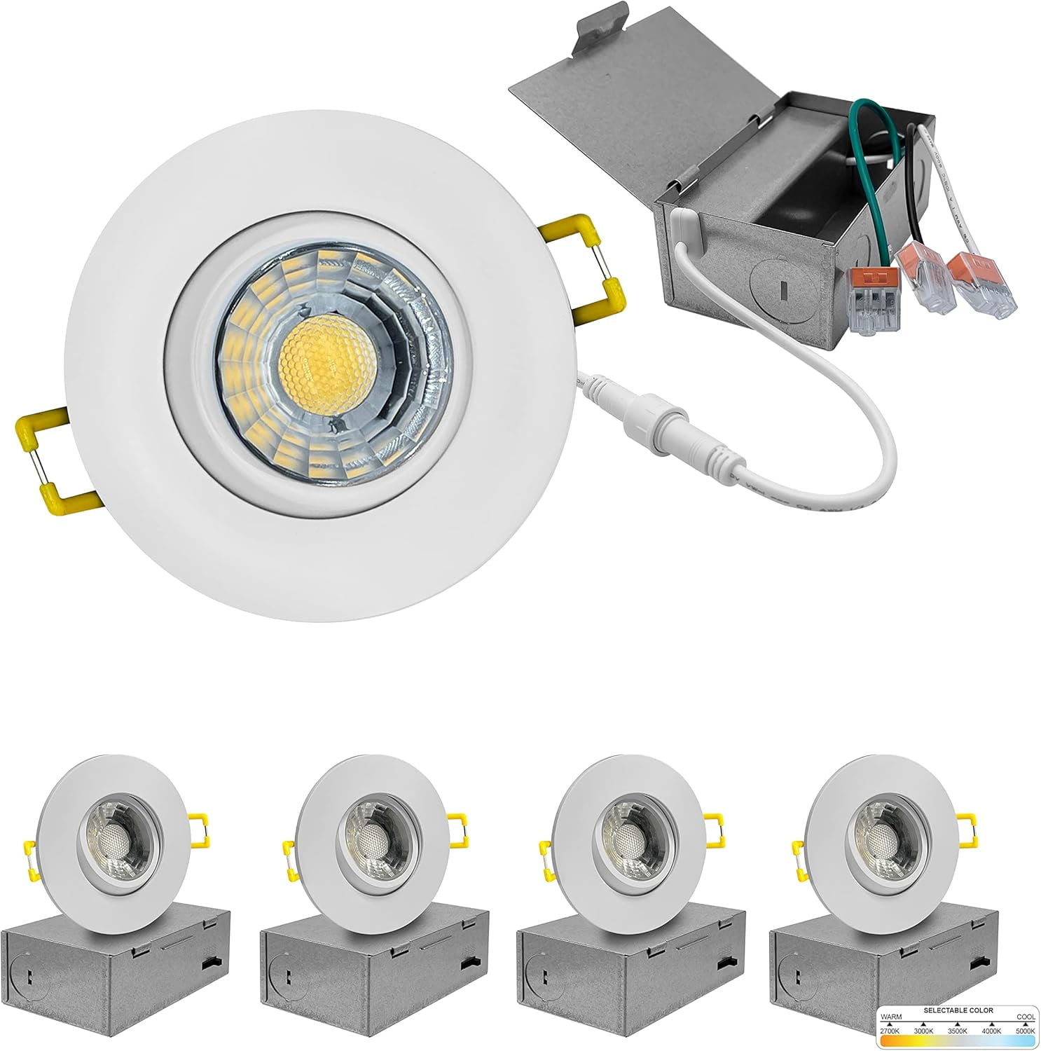 NuWatt 3 in. Canless Gimbal Ultra Slim 5CCT 8W New Construction LED ...
