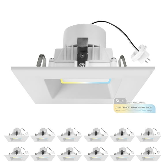 NuWatt 4 in. Square Trim MR16 Low Voltage 12V Retrofit LED Can Light, 5CCT Recessed Downlight 12PK