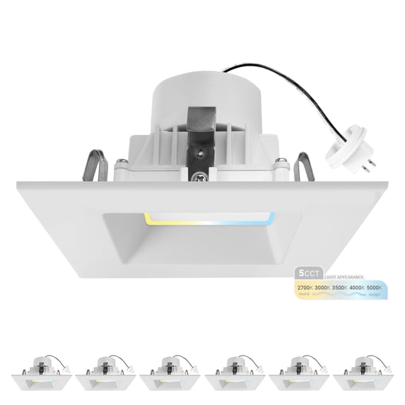 NuWatt 4 in. Square Trim MR16 Low Voltage 12V Retrofit LED Can Light, 5CCT Recessed Downlight 6PK