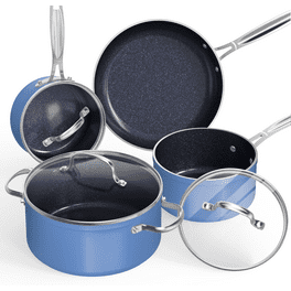 Mainstays Ceramic Nonstick Aluminum 12 Pieces Cookware SET Blue linen