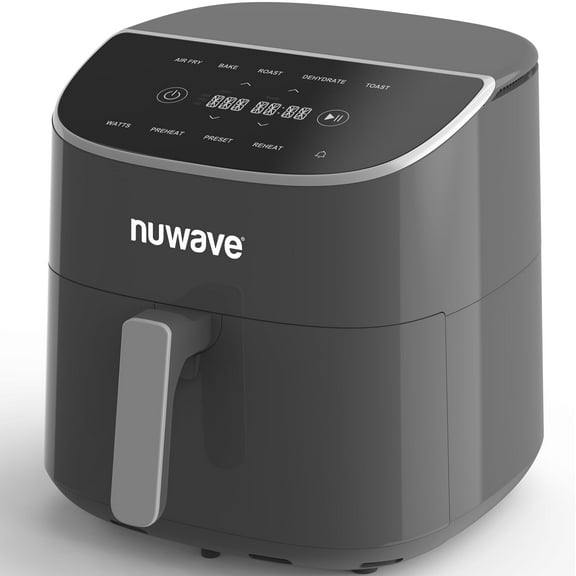 Nuwave 8QT Air Fryer Plus, Smart Digital Touchscreen and 50°F~400°F in Precise 5°, 5 Cook Functions, 100 Presets & 50 Memory, Powerful 1800W for Quick and Easy Meals, Cool Gray