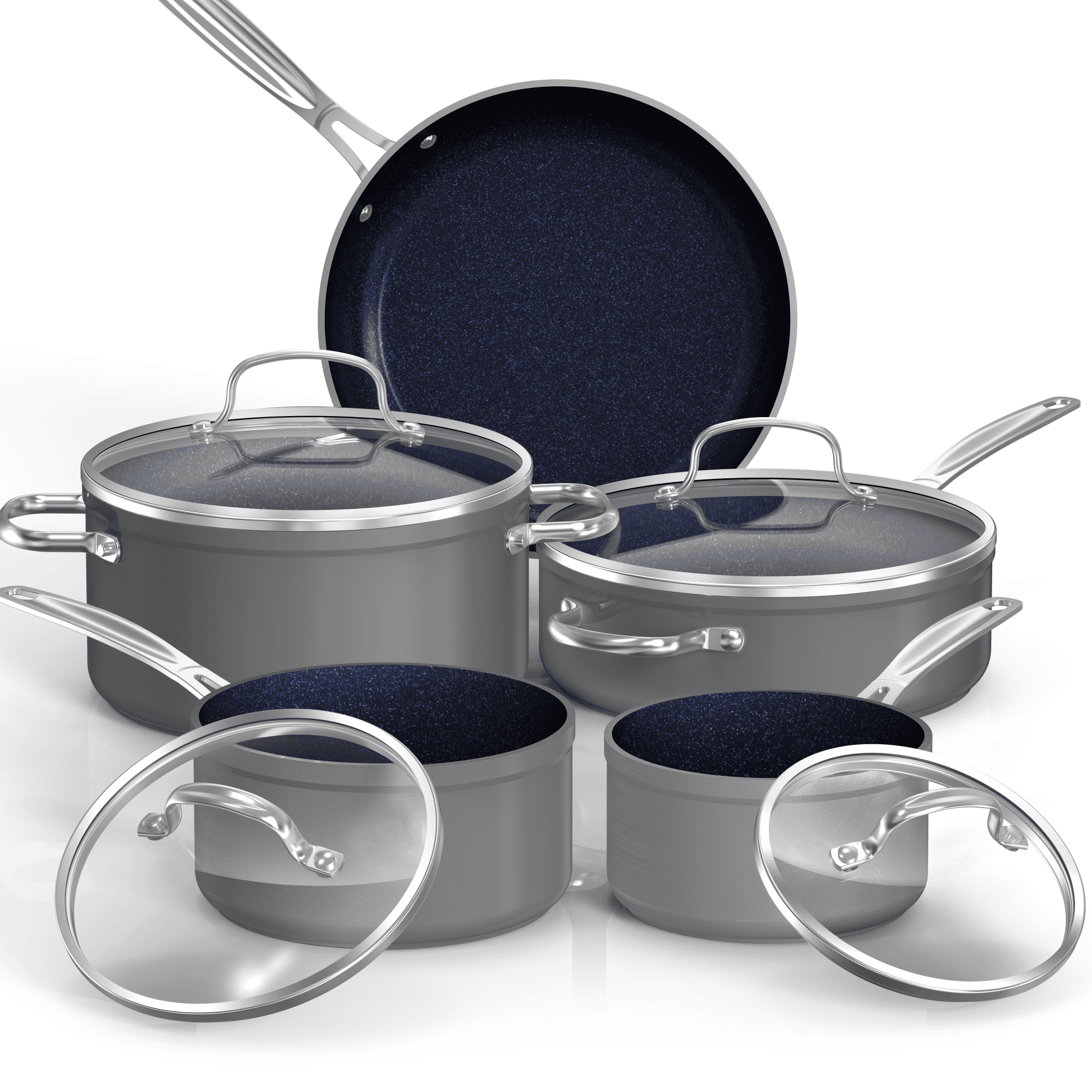 Nuwave 3-Piece 8”, 10”, 12” Forged Lightweight Frying Pan Set, G10 Healthy  Duralon Blue Ceramic Ultra Non-Stick, Ergonomic Stay-Cool Handles