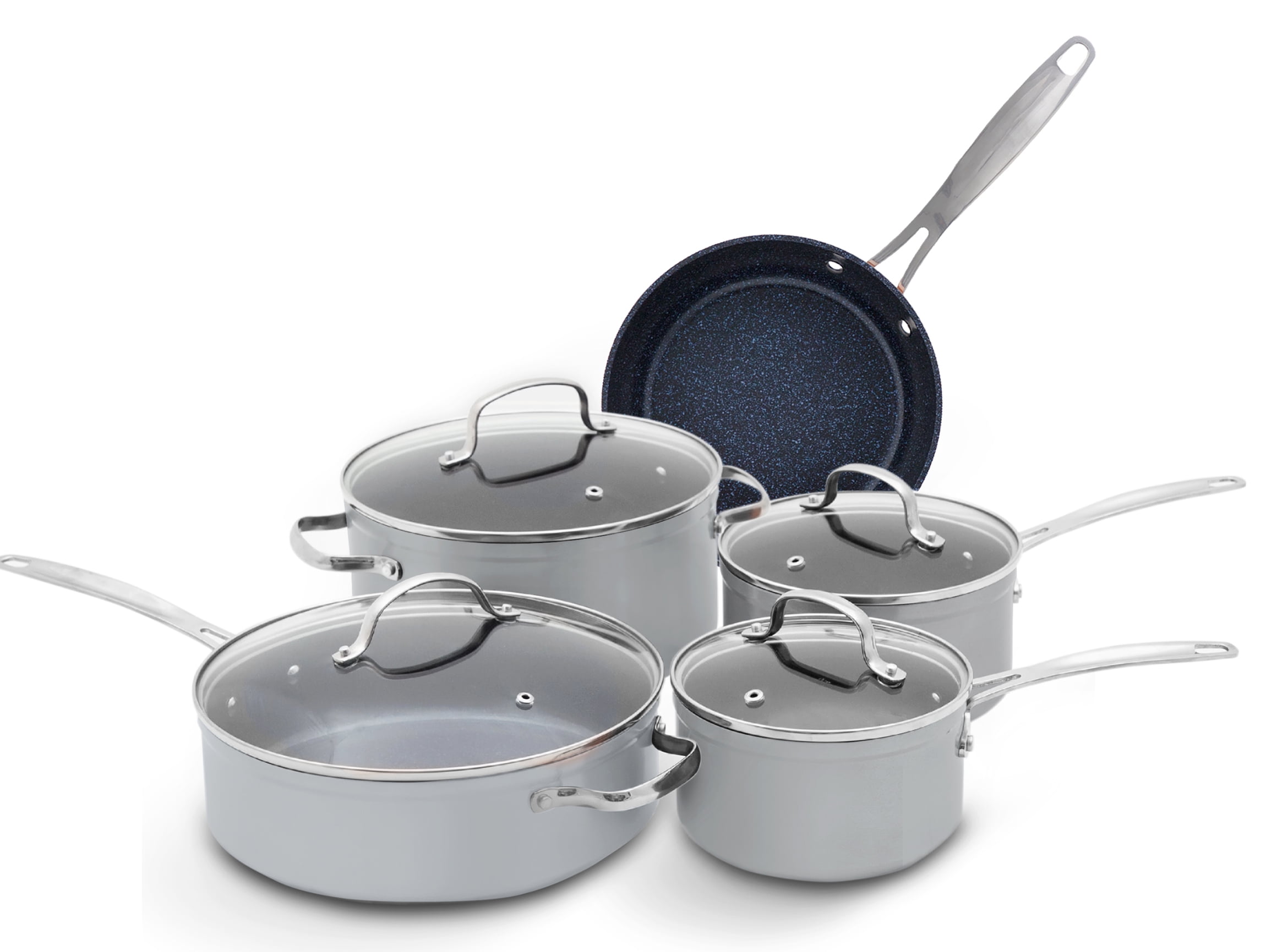 NuWave 9PC Nonstick Cookware Set Healthy Duralon Blue Ceramic,