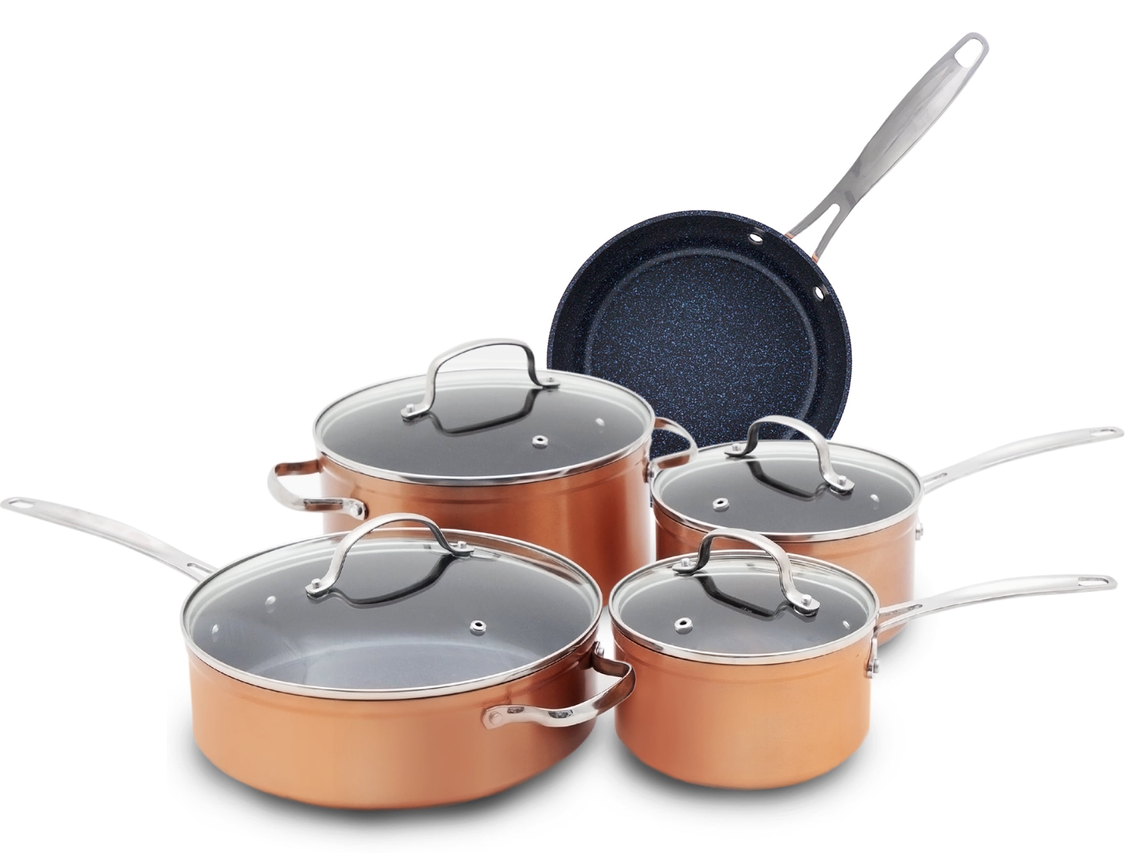 NuWave 9PC Nonstick Cookware Set Healthy Duralon Blue Ceramic,