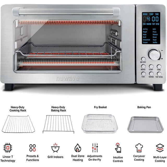NuWave Bravo Large 21Qt Convection Toaster Oven Countertop , 1800W 12