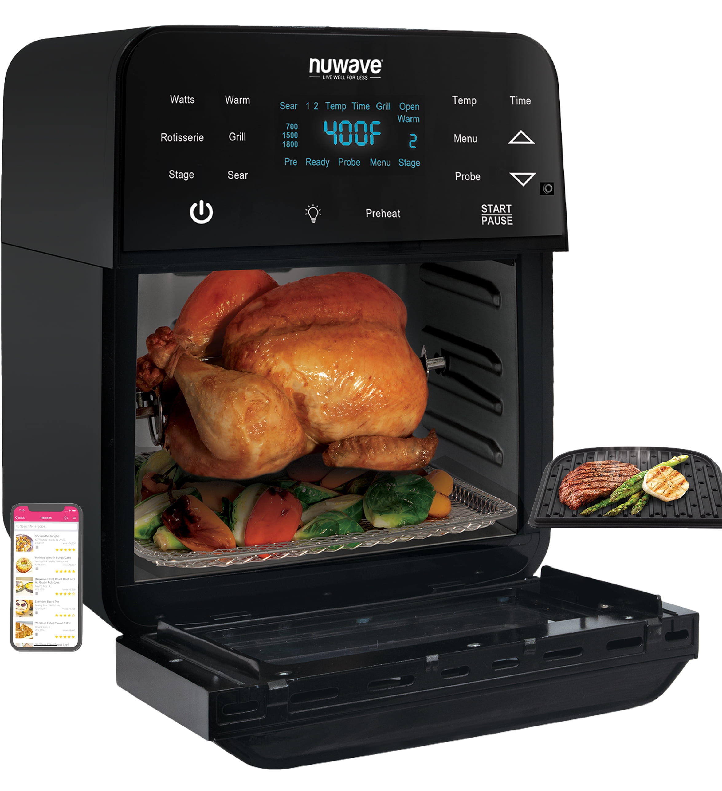 NuWave Brio 15.5Quart Large Capacity Air Fryer Smart Oven, Powerful
