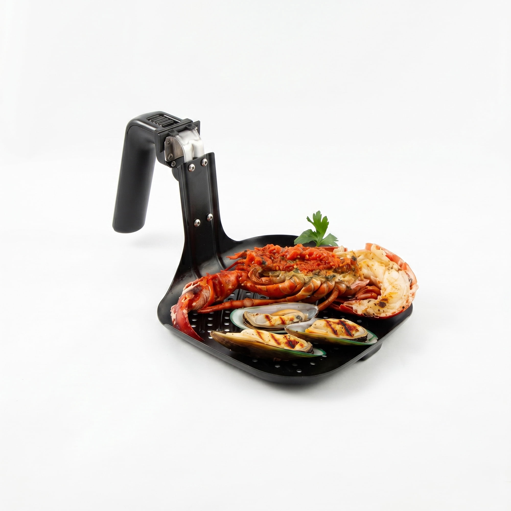 NuWave Brio 6 Quart Brio Air Fryer Grill Pan Accessory, Smokeless Indoor, Bbq, Safe, Black