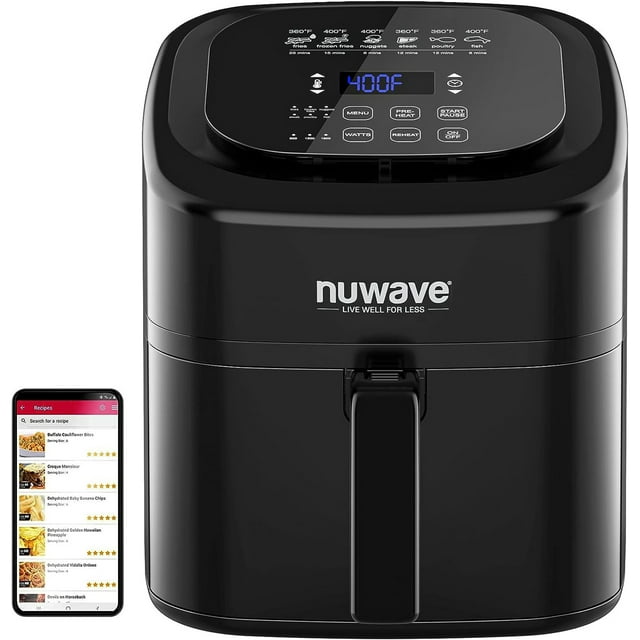 NuWave Brio 6-Quart Digital Air Fryer with One-Touch Digital Controls, Automatic Shutoff, Stainless Steel