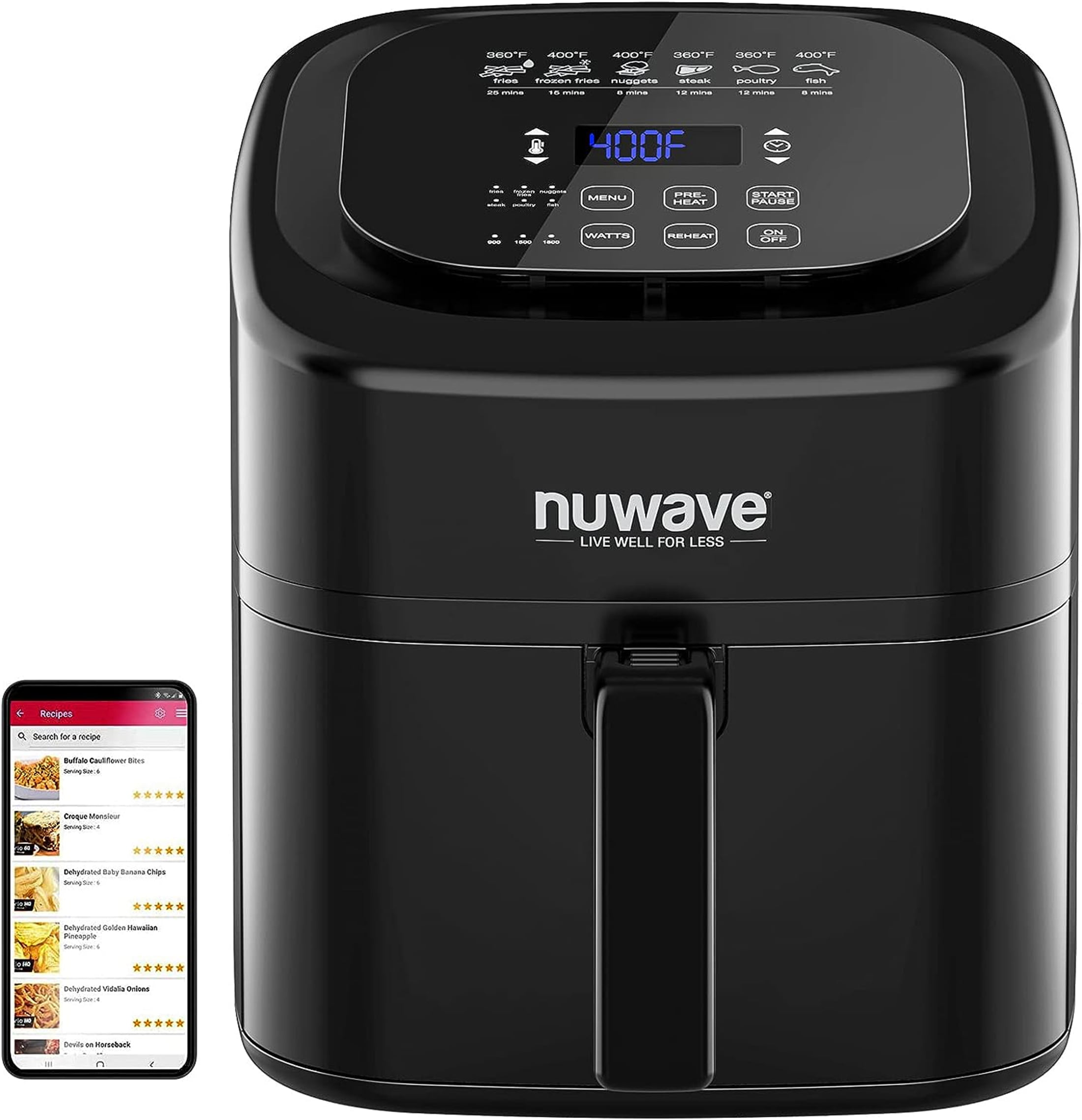 NUWAVE BRIO 6-Quart Digital Air Fryer with one-touch digital controls