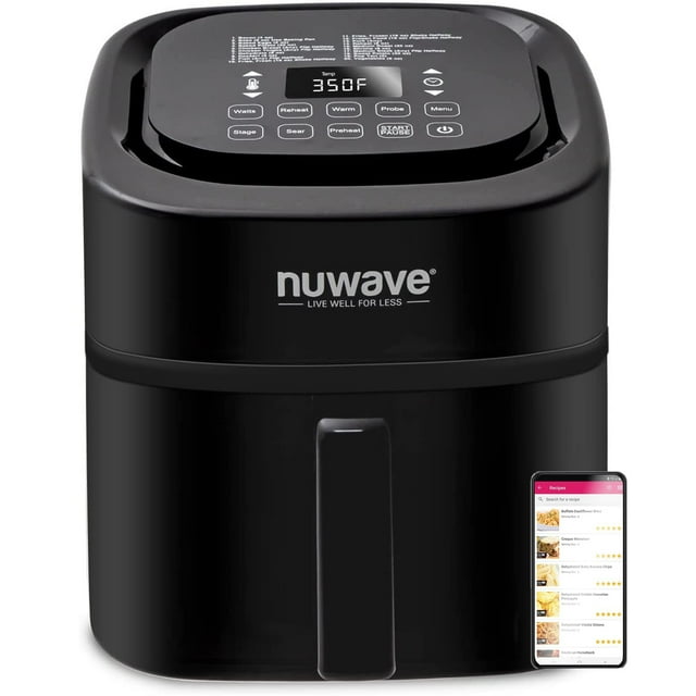 NuWave Brio Air Fryer, 8 Quart Air fryers 3 Wattage Settings and 1800W