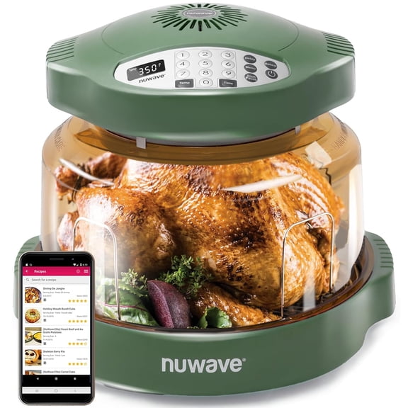 Nuwave pro plus 2 Infra-Red Oven, Air Fryer Cook Healthy, 360 Surround Cooking, Adjustable Temps, 100 Presets & 50 Memory, Durable Power Dome, Wild Olive