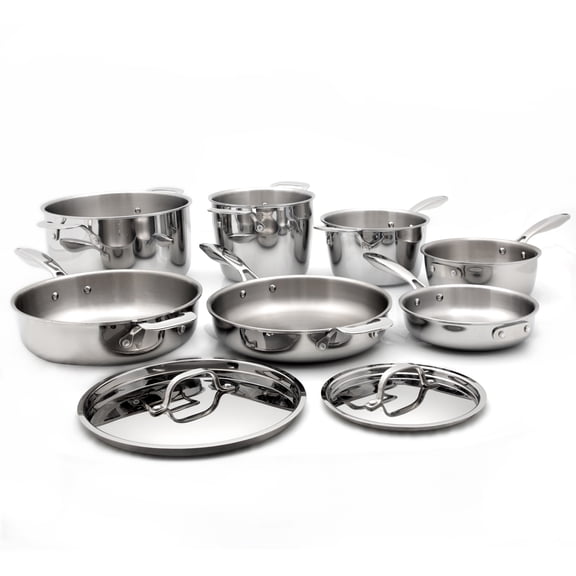 NuWave Professional 9 Pieces Induction Cookware Set, Heavy-Duty Tri-Ply 3.1mm Thickness Stainless Steel Cookware Set, Works on All Cooktops, Pan, Pot