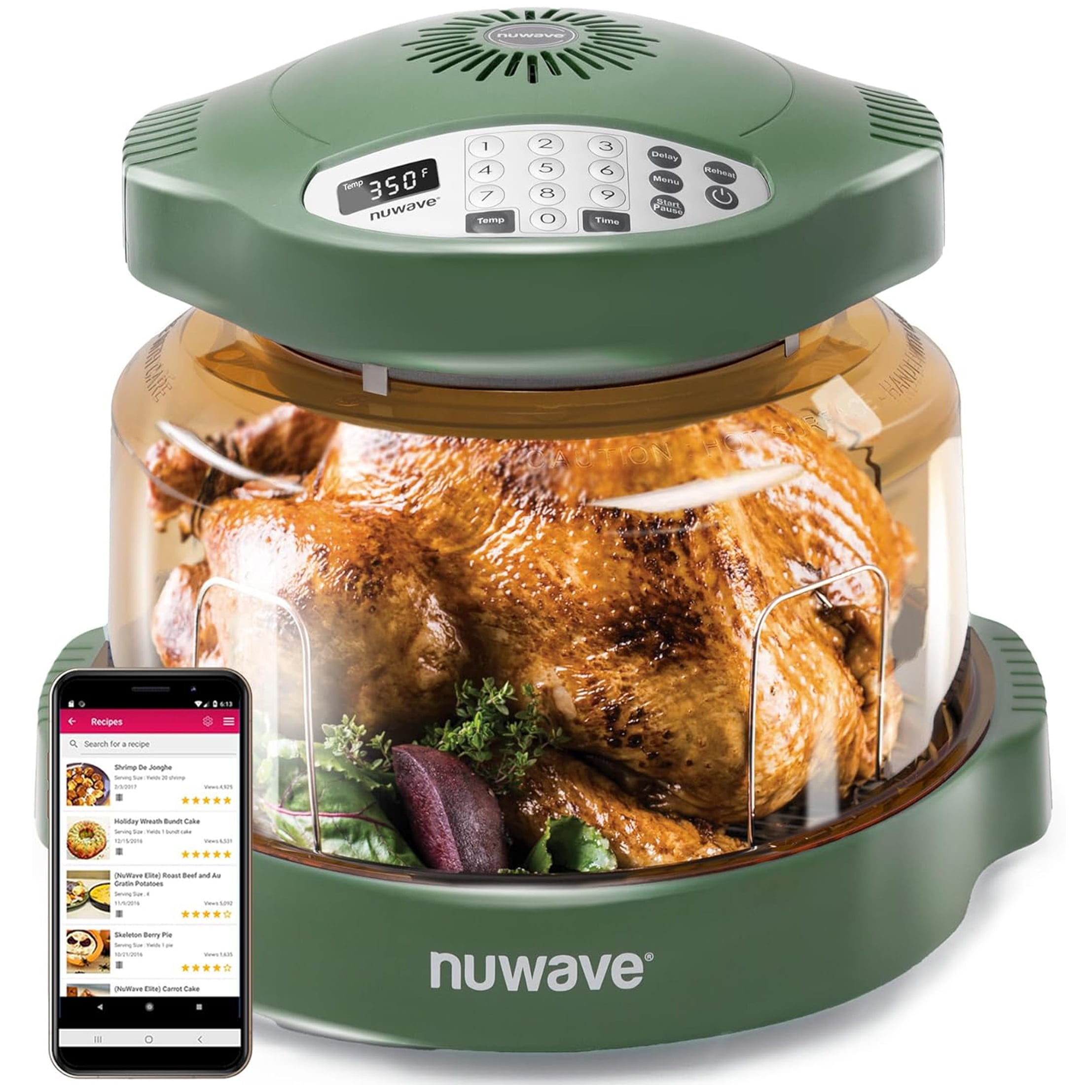 NuWave Pro Plus 2 Air Fryer Wild Olive Durable Power Dome