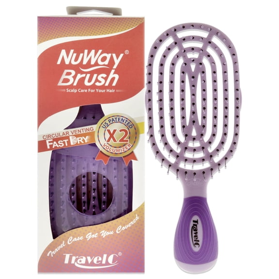 NuWay 4Hair Patented Curved and Vented TravelC - Purple, 1 Pc Hair Brush