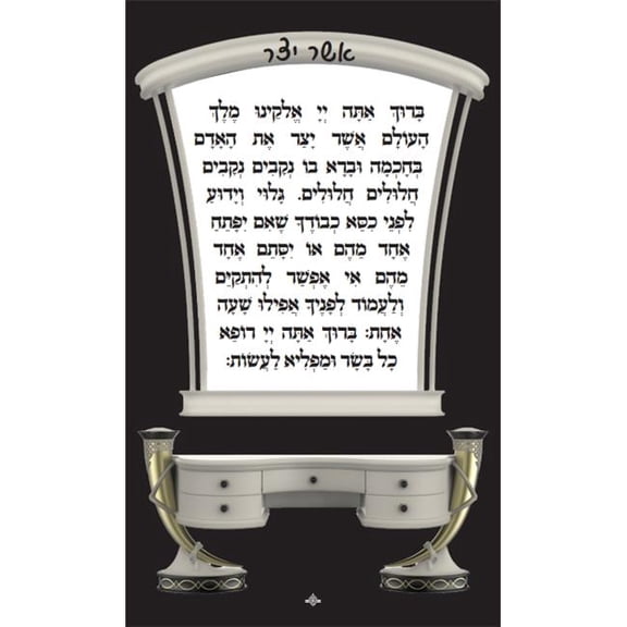 Nua 60411 2.35 x 4 in. Laminated Vanity Style Asher Yatzar Benchers & Tefillos - Pocket Size