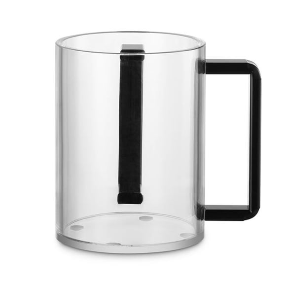 Nua  5 in. Acrylic Washing Cup, Clear Black Handles