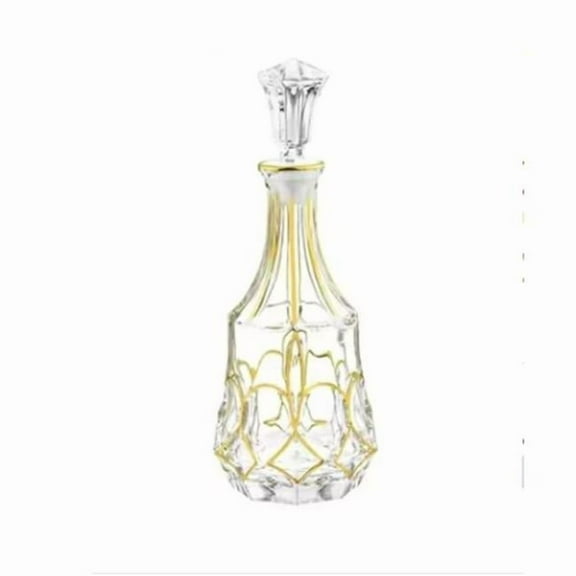Nua 55021 10 oz Crystal Liquor Bottle with Gold Design