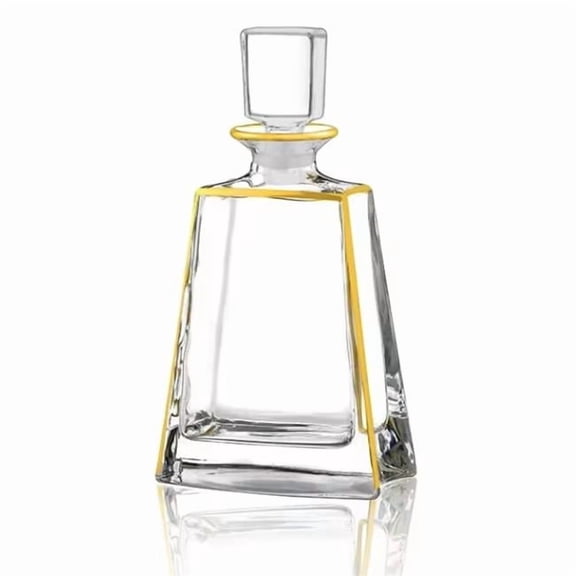 Nua 55026 26 oz Glass Wine Decanter with Gold Design