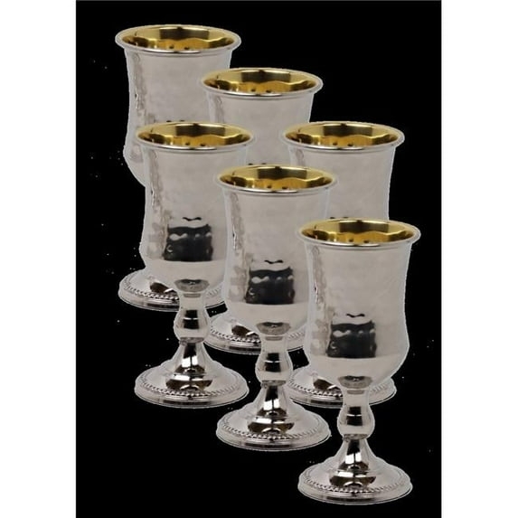 Nua 57037 2.2 oz Brass Wine Cups Gold Inside - Set of 6