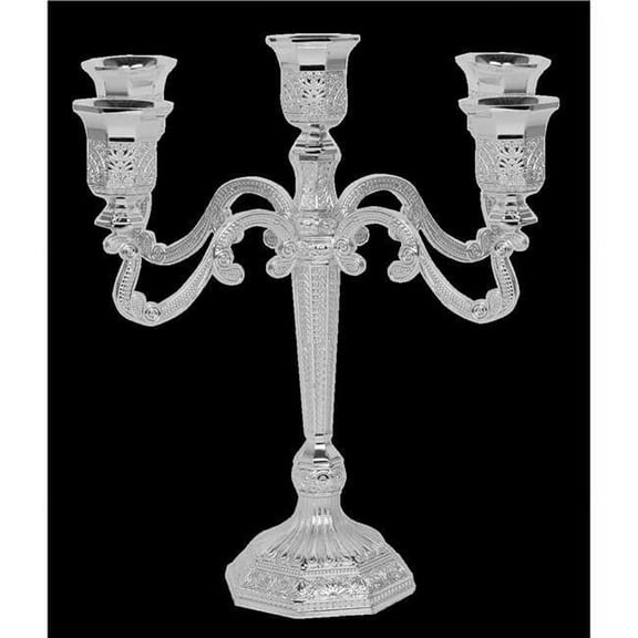 Nua 57136 9 in. 5 Light Silver Plated Filigree Candelabra
