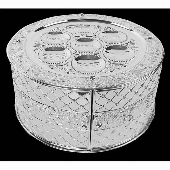 Nua 59355 7.85 x 15.75 in. 3 Tier Silver Plated Large Seder Plate