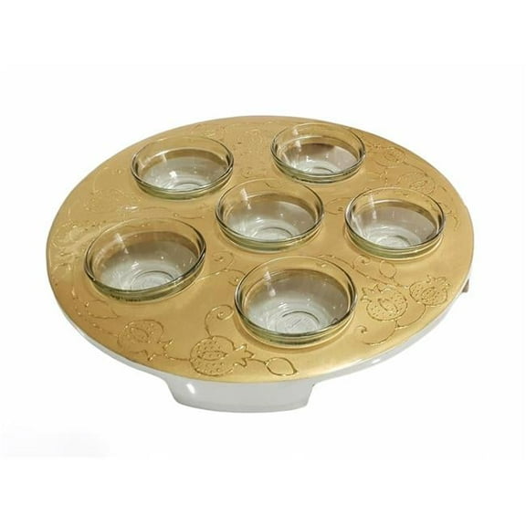 Nua 59606 Pomegranate Seder Plate, Gold