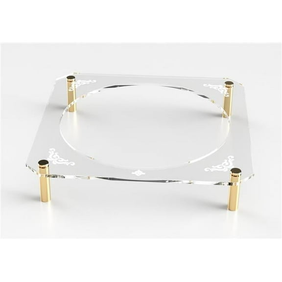 Nua 61046 Acrylic Seder Plate Stand Gold Standoffs Engraved - 16 x 16 x 3 in.