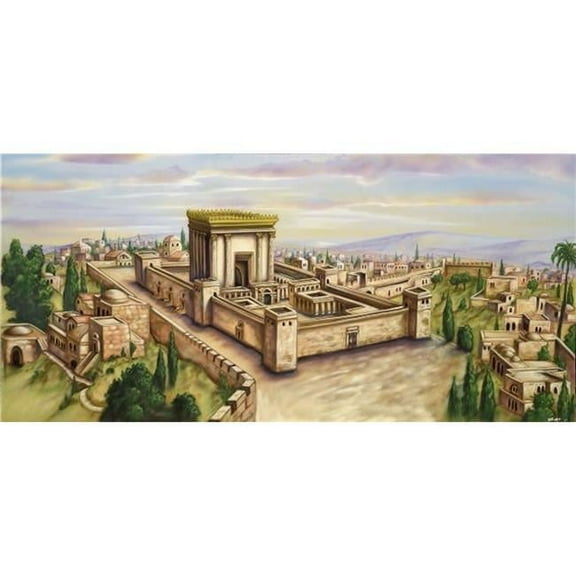 Nua 82334 4 ft. 7 in. x 10 ft. Extra Large Fabric Beit Hamikdash Print Sukkah Mural Decoration